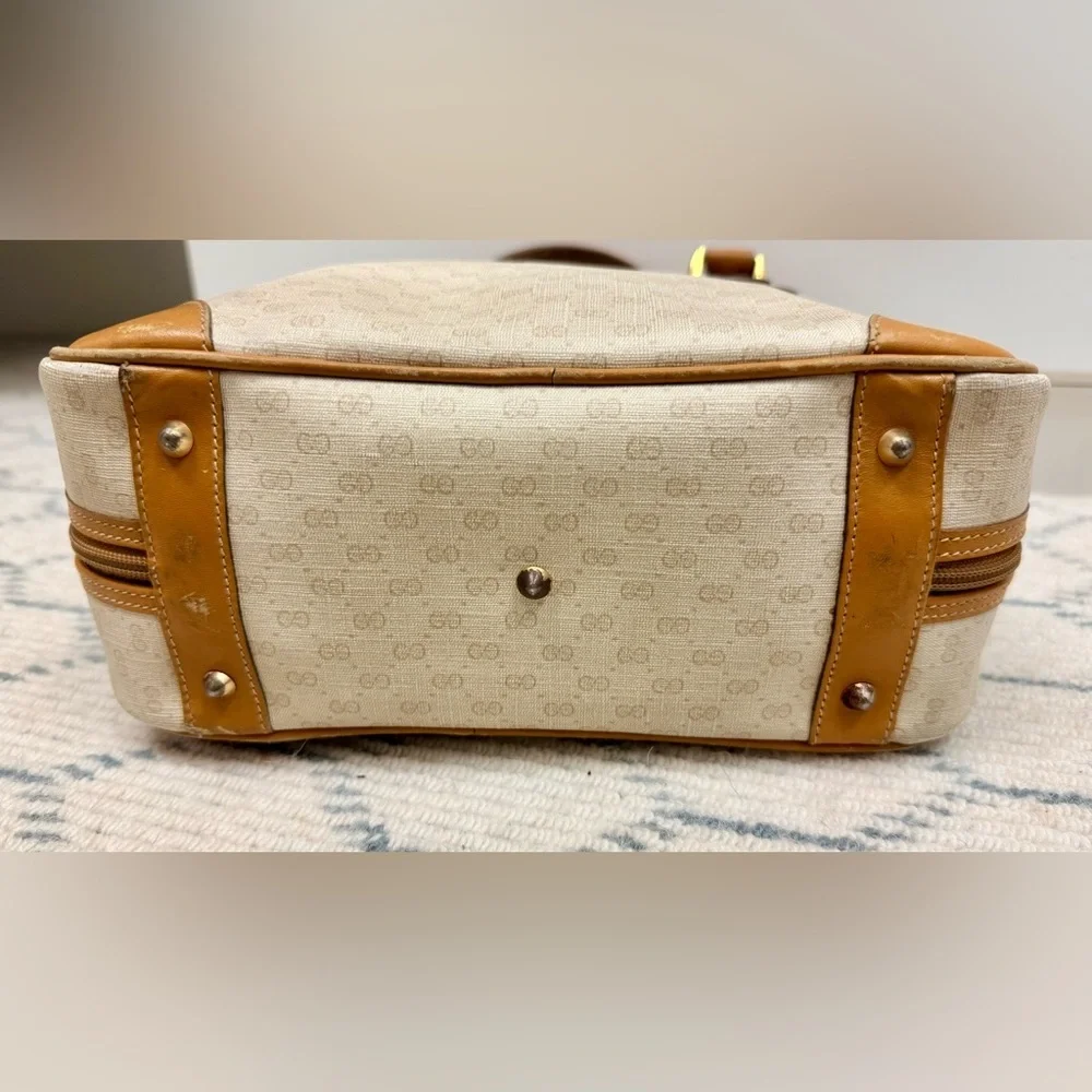 GUCCI Vintage 80’s Brown GG Monogram Signature Micro Supreme Top Handle Handbag